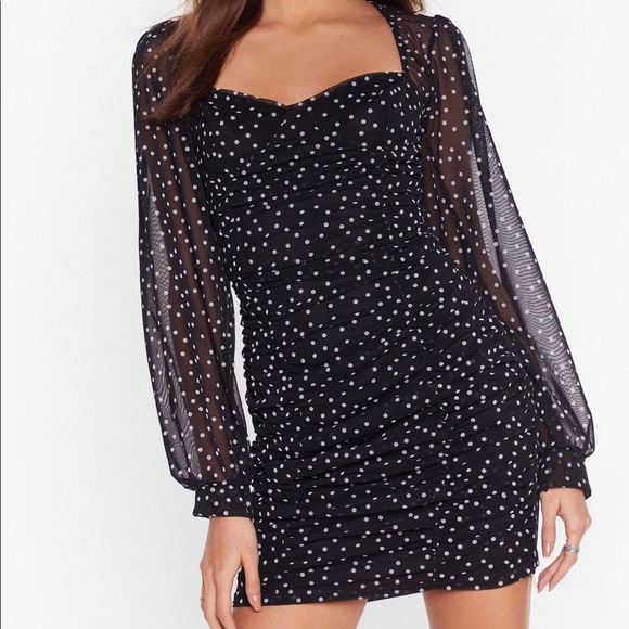 Nasty Gal Dresses & Skirts - Black sheer polka dot dress new final price